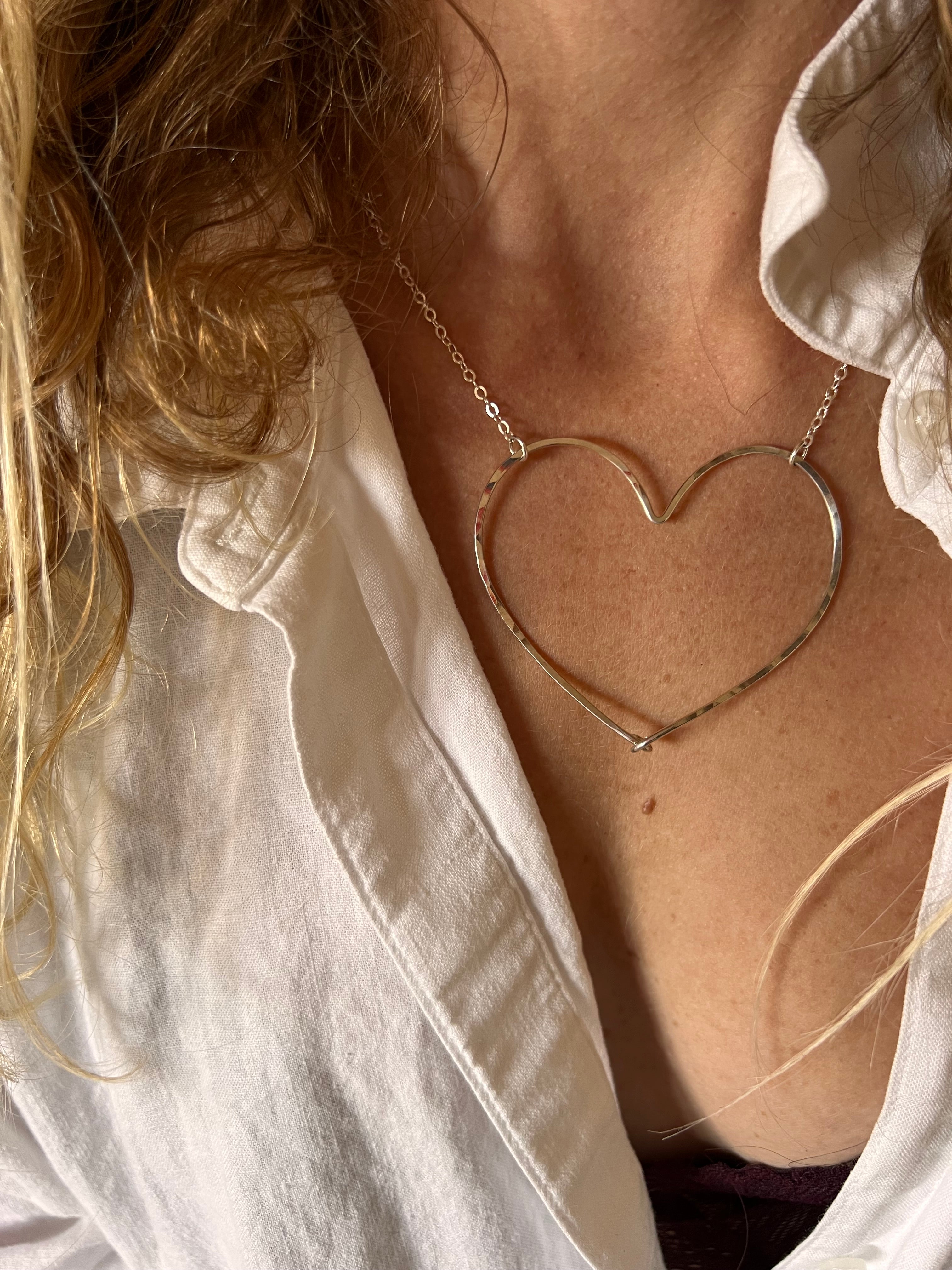 BIG Heart Necklace - Sterling Silver – LilyGirl Jewelry BIG Heart Necklace - Sterling Silver – LilyGirl Jewelry