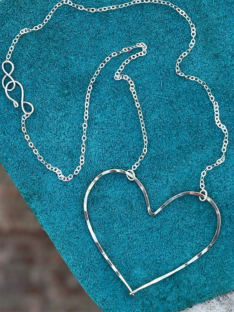 BIG Heart Necklace - Sterling Silver – LilyGirl Jewelry