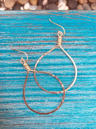 Gold Messy Wrap Hoops, round and teardrop